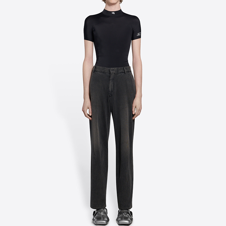 Shop Balenciaga Slim-Fit Distressed Zip Black Jeans 662403TAV041000