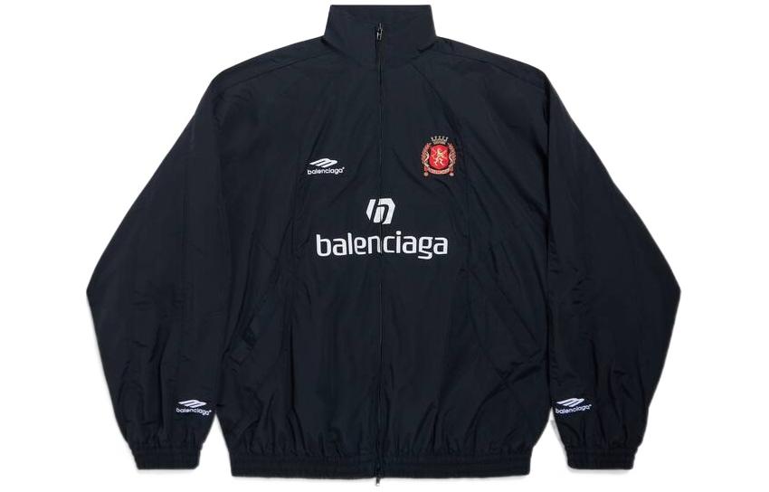 Balenciaga Soccer SS24 Letter Print Zip-Up Jacket Black -  Regular Fit 780884TPQ381000