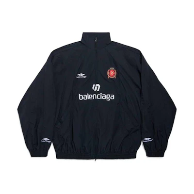 Balenciaga Soccer SS24 Letter Print Zip-Up Jacket Black - Regular Fit 780884TPQ381000