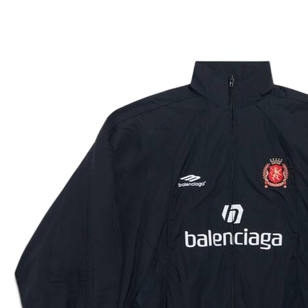 Cheap 발렌시아가 축구 SS24 레터 프린트 집업 재킷 블랙 - 레귤러 핏 780884TPQ381000