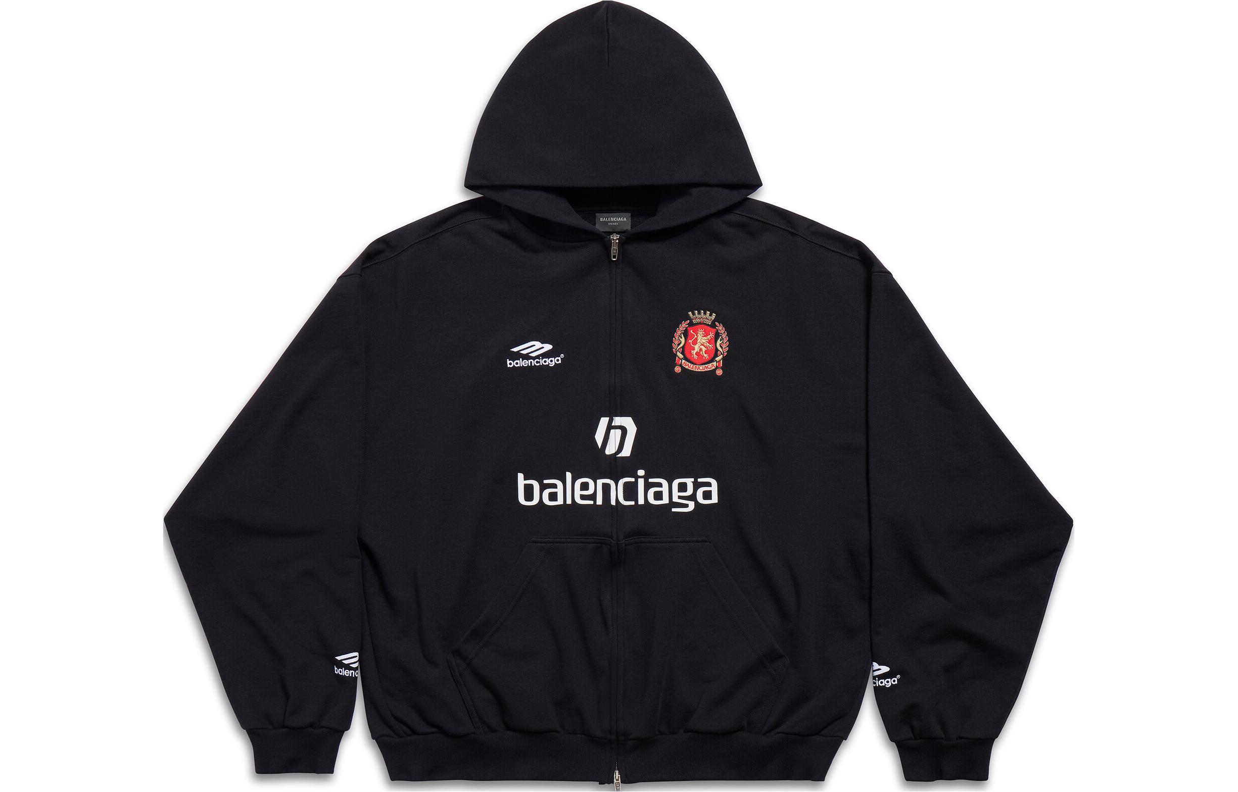 Order 巴黎世家 足球系列SS24字母印花拉链连帽衫 男女宽松长袖 744457TPVT11401