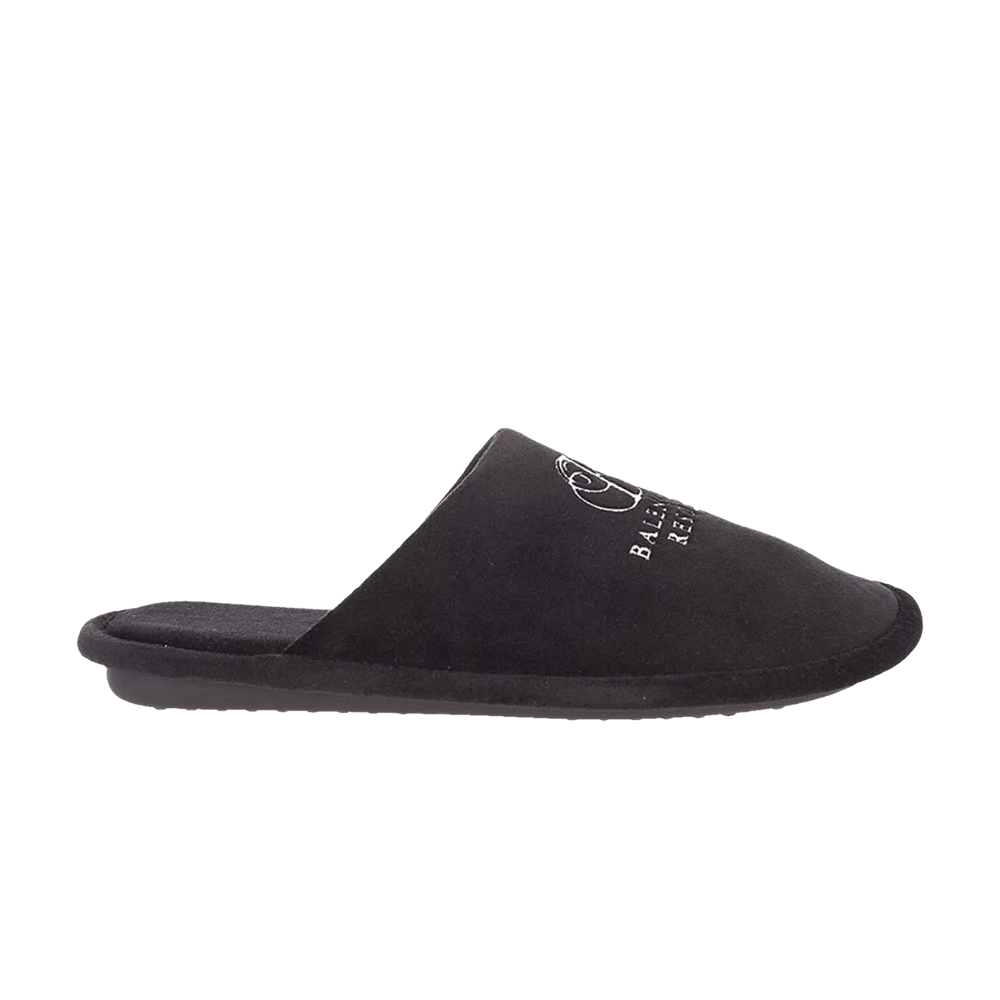 Balenciaga Soft Embroidered Logo Slipper 'Black'