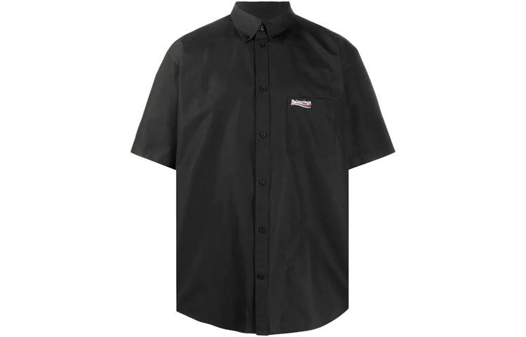 Balenciaga Solid Color Casual Short Sleeve Shirt Black. 621962TYB181000