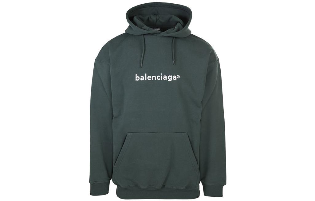 Balenciaga Solid Color Letter Logo Hoodie Dark Green 570811TIV553011