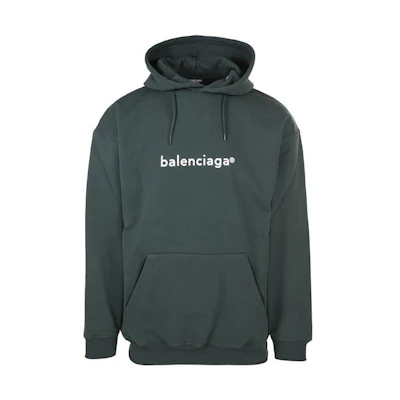 Balenciaga Solid Color Letter Logo Hoodie Dark Green 570811TIV553011