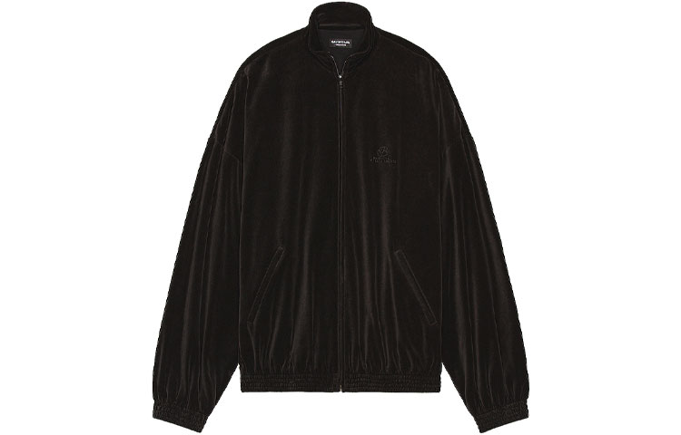 Balenciaga Solid Color Zip-Up Jacket Black Regular Fit Long Sleeve 659098TKQ121000