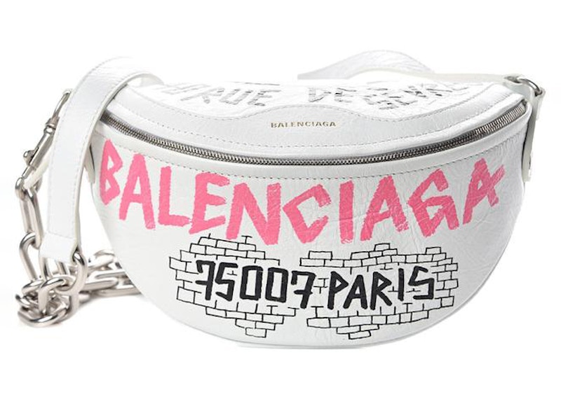 Balenciaga Souvenir Graffiti Belt Bag XXS White