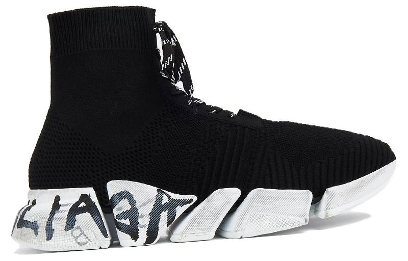 Order Balenciaga Speed 2.0 Zapatillas 'Negro Tejido Reciclado y Suela Blanca' 617258W2DD41091