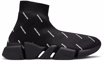 (Women) Balenciaga Speed 2.0 Sneaker 'Allover Logo - Black' 617196-W2DBO-1090 (Women) Balenciaga Speed 2.0 Sneaker 'Allover Logo - Black' 617196-W2DBO-1090