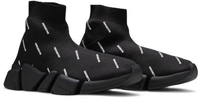 (W) バレンシアガ スピード2.0 ロゴ総柄 ブラック 617196-W2DBO-1090 Cheap (W) バレンシアガ スピード2.0 ロゴ総柄 ブラック 617196-W2DBO-1090