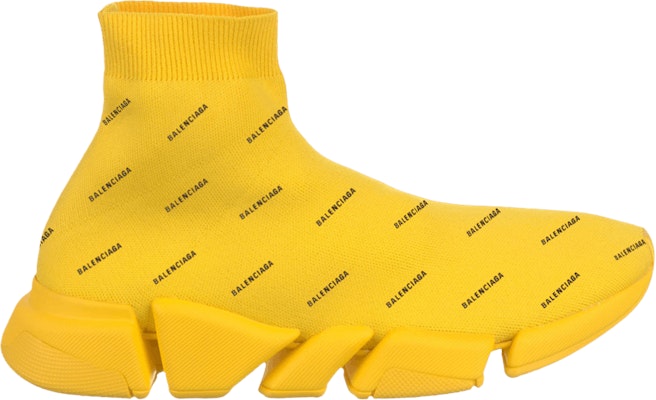 Balenciaga Speed 2.0 Sneaker Allover Logo Yellow 617239 W2DBO