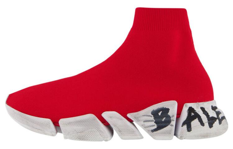 Balenciaga Speed 2.0 Sneaker 'Worn-Out Graffiti - Red' 617239W2DD46091
