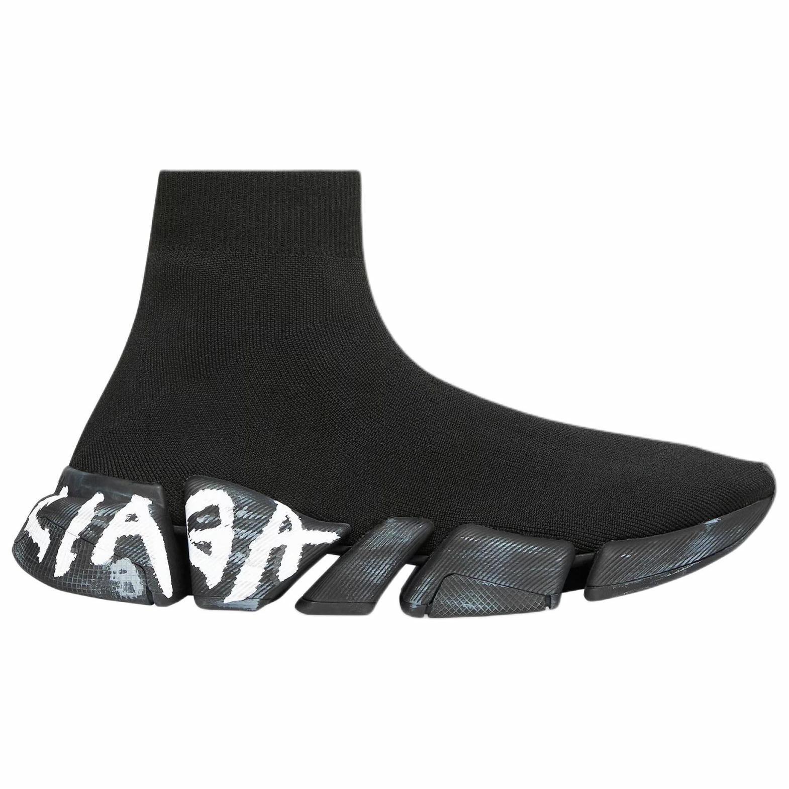 Balenciaga Speed 2.0 Sneaker 'Worn-Out Graffiti - Black White' 圖 2