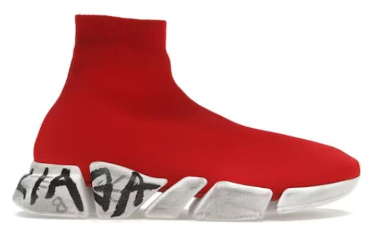 Balenciaga Speed 2.0 Sneaker 'Worn-Out Graffiti - Red' 圖 2