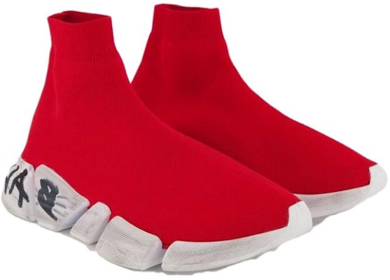 巴黎世家 Speed 2.0 运动鞋 '破旧涂鸦 - 红色' 617239W2DD46091 Lookbook 巴黎世家 Speed 2.0 运动鞋 '破旧涂鸦 - 红色' 617239W2DD46091