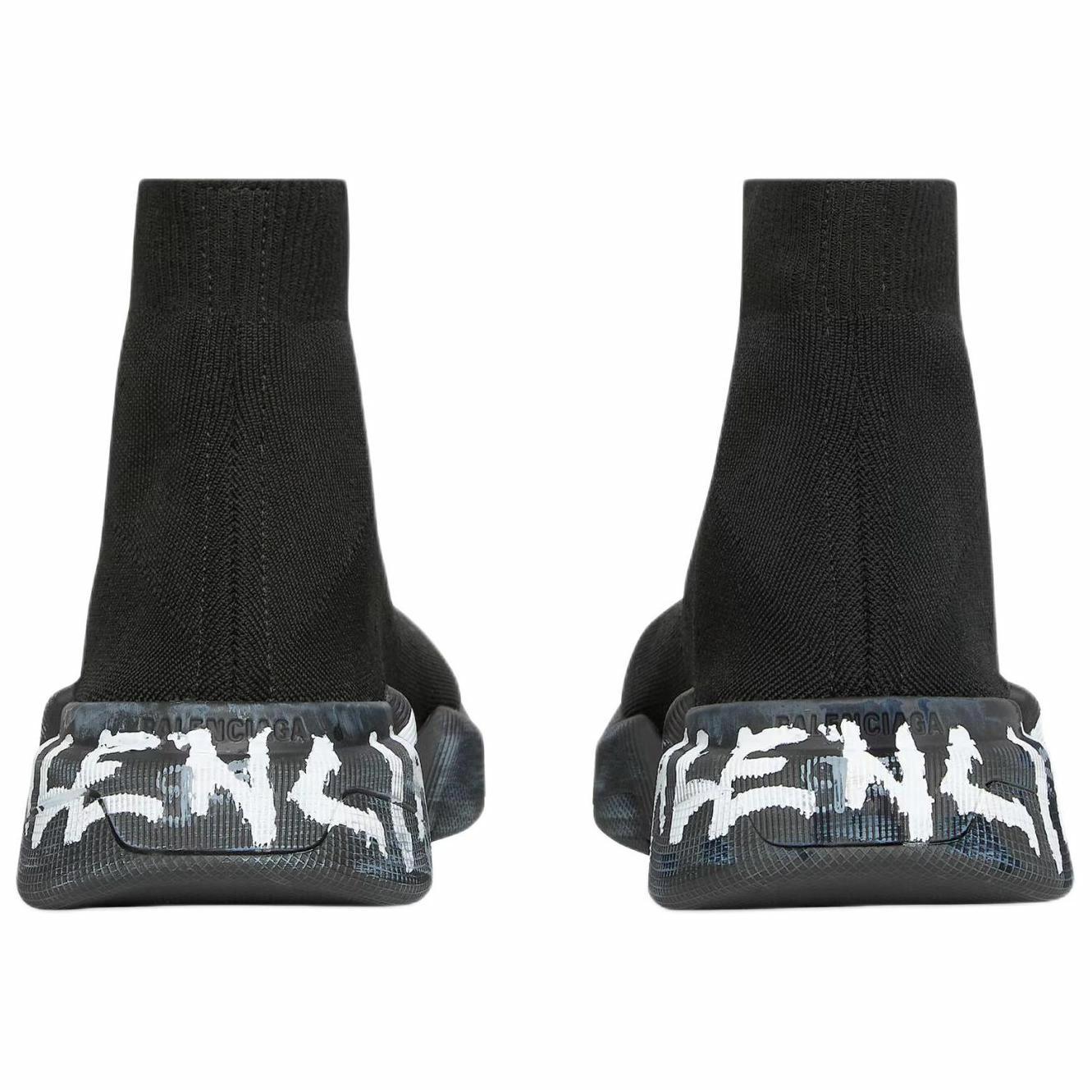 Balenciaga Speed 2.0 Sneaker 'Worn-Out Graffiti - Black White' 圖 6