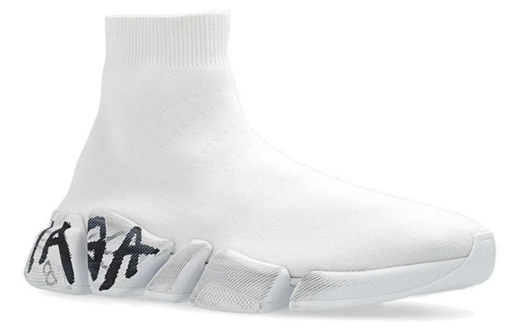 Balenciaga Speed 2.0 Sneakers 'White Knit with Black Graffiti' 圖 2