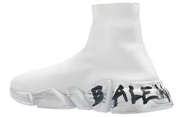 Balenciaga Speed 2.0 Sneakers 'White Knit with Black Graffiti' 圖 4