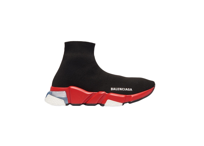 Balenciaga Speed Clear Sole Trainer 'Black Red' 607544W05GH1038