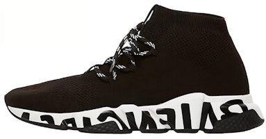 Balenciaga Speed Lace Up Graffiti Black White 621611W05GE1015 Balenciaga Speed Lace Up Graffiti Black White 621611W05GE1015