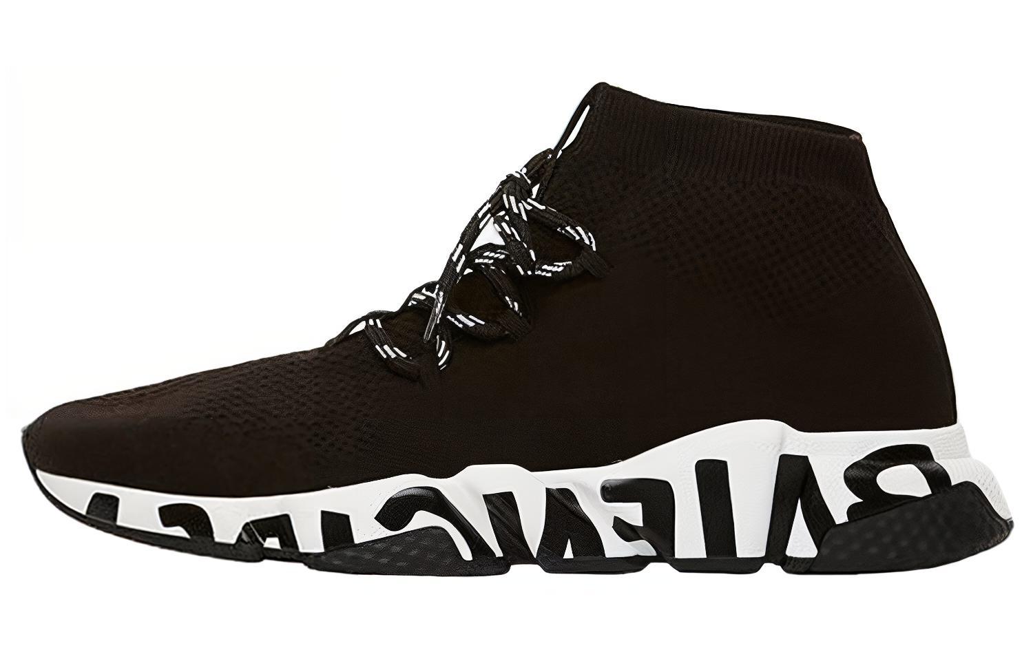 Balenciaga Speed Lace Up Graffiti Black White 621611W05GE1015