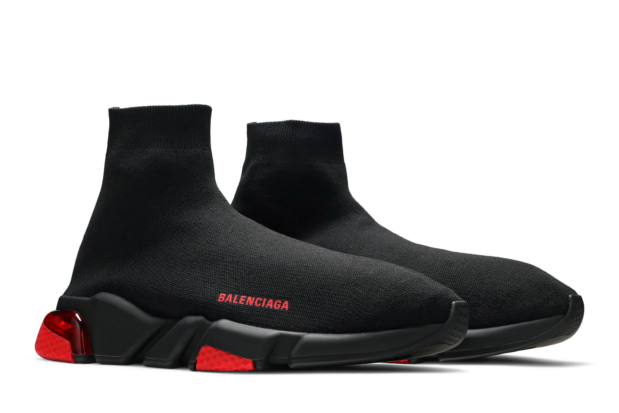 Cheap Balenciaga Speed Sneaker ''Semelle Transparente - Noir Rouge'' 607544W05GH1061