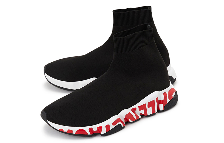 Shop Balenciaga Speed Trainer 'Graffiti - Hitam Merah' 605972W05GE1095