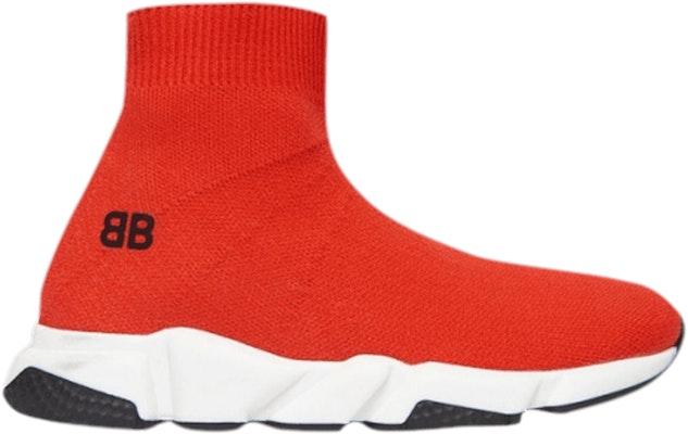Red and white balenciaga 2025 speed trainer