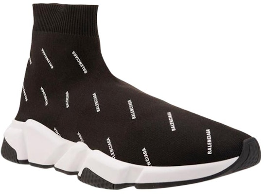 Balenciaga Speed Trainer Mid 'Allover Logo - Black' 597551-W1712-1015 Lookbook Balenciaga Speed Trainer Mid 'Allover Logo - Black' 597551-W1712-1015