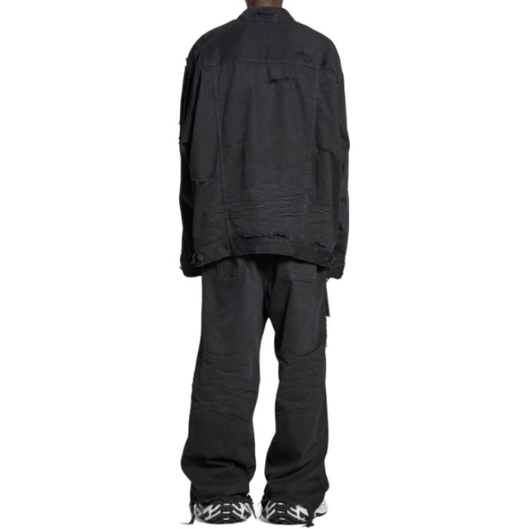 Details for 발렌시아가 스플라이스드 로고 프린트 루즈 재킷 - 유니섹스 블랙 793886TQW541071