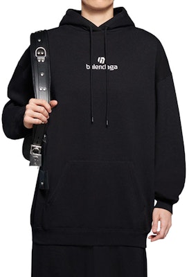 Balenciaga Sponsor Medium Fit Hoodie 'Black/Chalky White' Order Balenciaga Sponsor Medium Fit Hoodie 'Black/Chalky White'