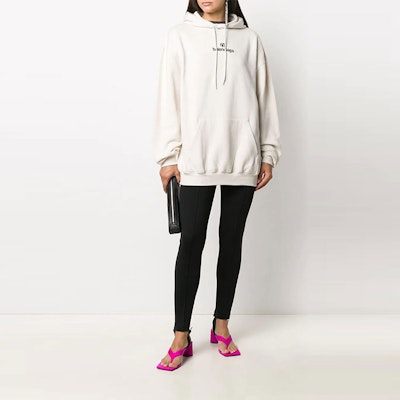 Balenciaga Sponsor Medium Fit Hoodie 'Chalky White/Black' Order Balenciaga Sponsor Medium Fit Hoodie 'Chalky White/Black'