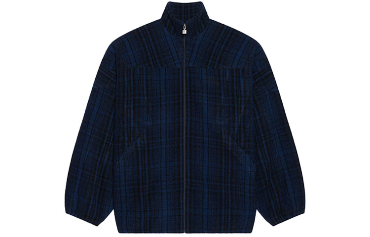 Balenciaga Sporty B SS22 Logo Check Print Zip Jacket Blue Loose Fit 675648TLU118060