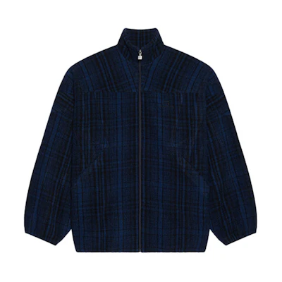 Balenciaga Sporty B SS22 Logo Check Print Zip Jacket Blue Loose Fit 675648TLU118060