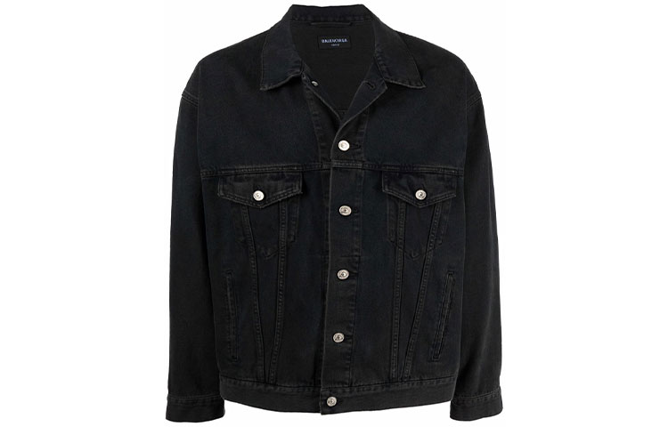 Order Balenciaga Jaket Denim Logo Spray Cat Unisex Hitam. 678354TIWA21440