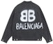 Lookbook Balenciaga Jaket Denim Logo Spray Cat Unisex Hitam. 678354TIWA21440