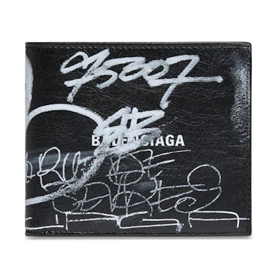 Balenciaga Square Folded Graffiti Wallet Black/White