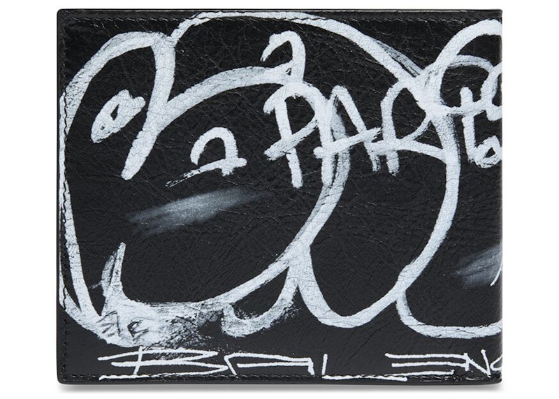 Balenciaga Square Folded Graffiti Wallet Black/White 圖 3