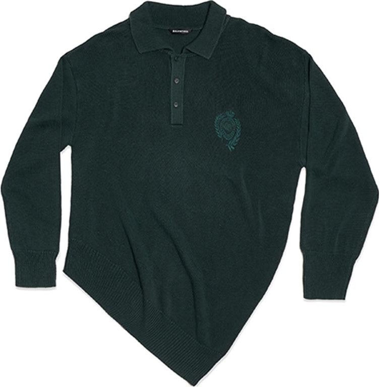balenciaga-ss-21-logo-button-long-sleeve-polo-shirt-green-regular-fit-657407-t31973004