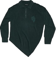 Balenciaga SS21 Logo Button Long Sleeve Polo Shirt Green Regular Fit 657407T31973004 Balenciaga SS21 Logo Button Long Sleeve Polo Shirt Green Regular Fit 657407T31973004