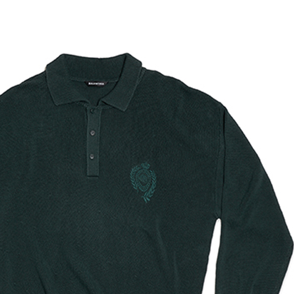 Sizing Balenciaga SS21 Polo Lengan Panjang Logo Butang Hijau Regular Fit 657407T31973004