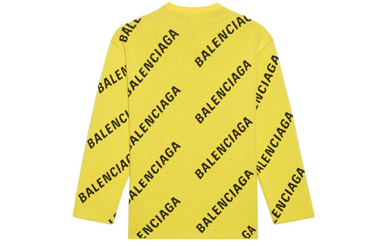 Lookbook 발렌시아가 SS21 올오버 로고 울 크루넥 스웨터 맨즈 옐로우 657401T32007440