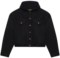 Balenciaga SS21 Black Denim Hooded Jacket 657606TJW582470 Balenciaga SS21 Black Denim Hooded Jacket 657606TJW582470