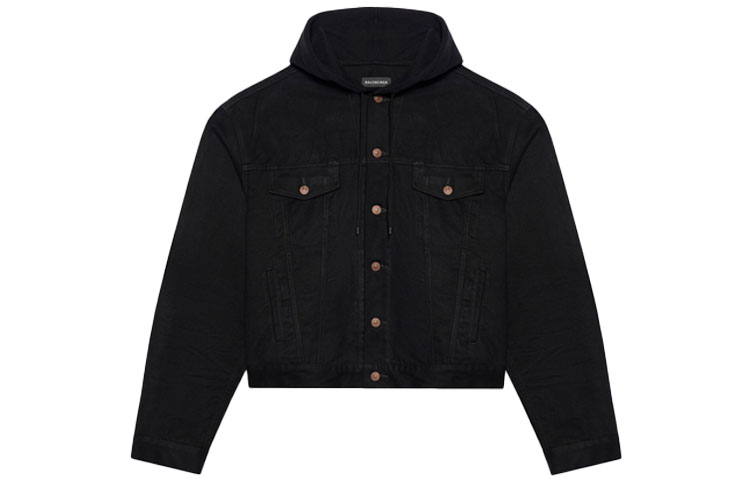 Order Balenciaga SS21 Black Denim Hooded Jacket 657606TJW582470
