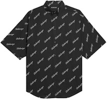 Balenciaga SS21 Black Logo Print Short Sleeve Shirt 647354TJLY71070 Balenciaga SS21 Black Logo Print Short Sleeve Shirt 647354TJLY71070