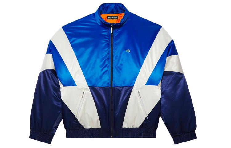 Balenciaga SS21 Blue Stand Collar Zip-Up Track Jacket 659059TKO014210