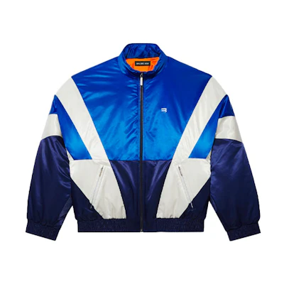 Balenciaga SS21 Blue Stand Collar Zip-Up Track Jacket 659059TKO014210