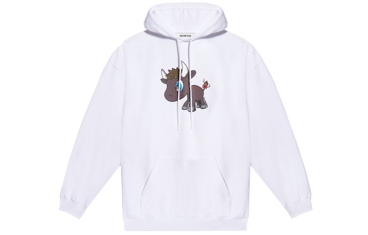 Balenciaga SS21 Cartoon Hooded Sweatshirt White Unisex 578135TJVE69000
