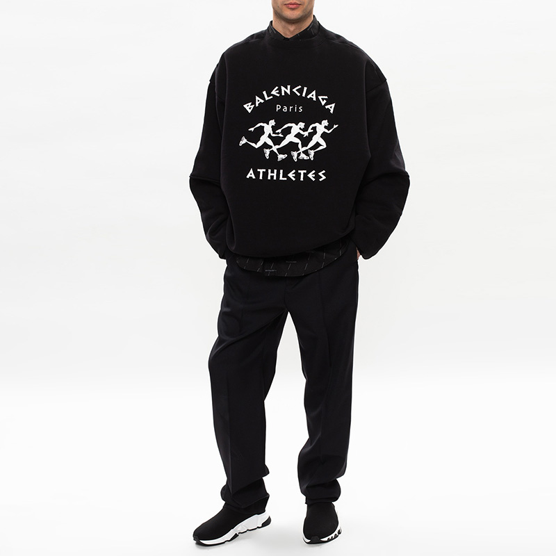 Shop バレンシアガ SS21 ダメージ加工 オーバーサイズ ヘビーウェイト クルーネック スウェットシャツ ブラック メンズ. 641654TJVI71070