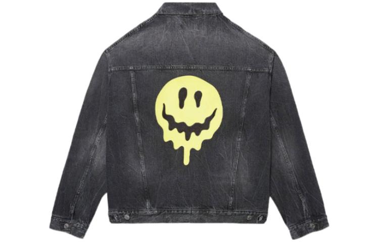 Balenciaga SS21 Drip Peace Oversized Denim Jacket Unisex Black 657607TBP471090